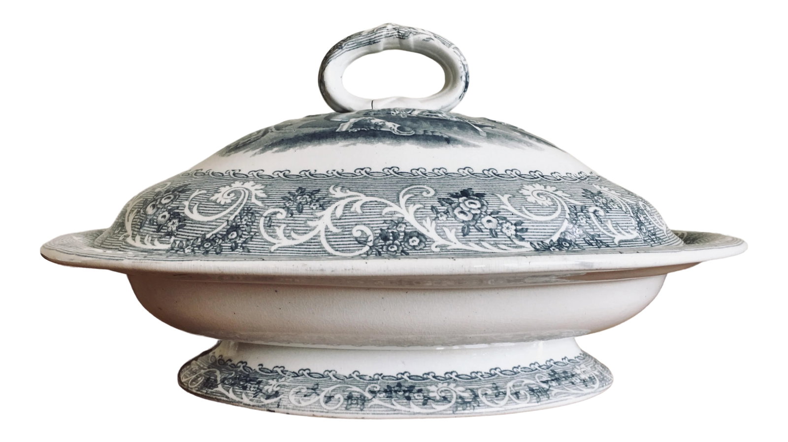 Black and White Rhine Pattern Vegetable Bowl C.1840 (1 of 11)