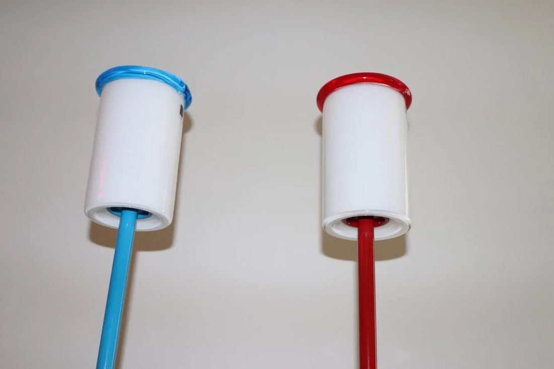 Vintage Red and Blue Murano Hand-Blown Glass Floor Lamps - a Pair - 2