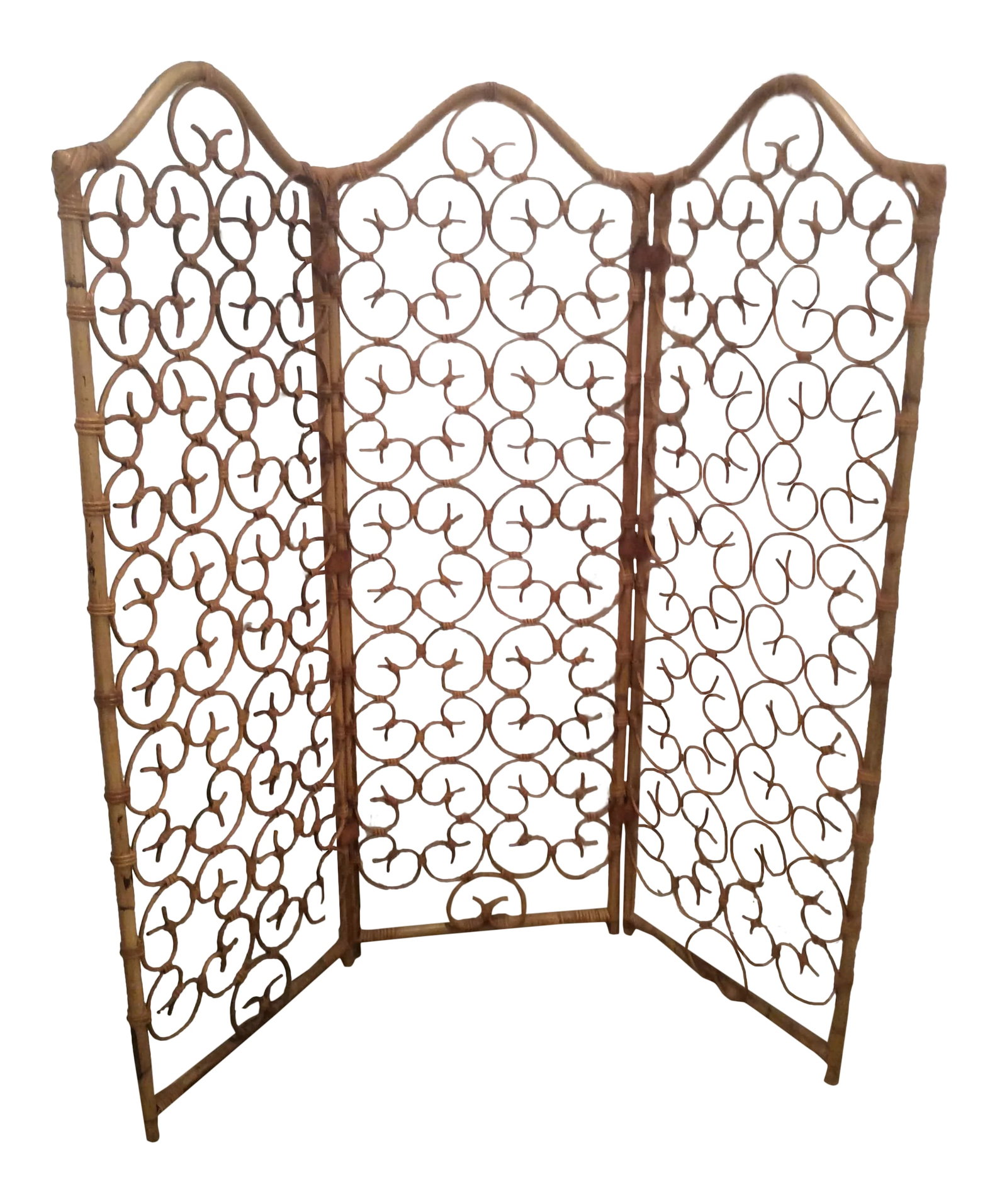 Vintage Three Panel Rattan Screen Room Divider (1 of 5)