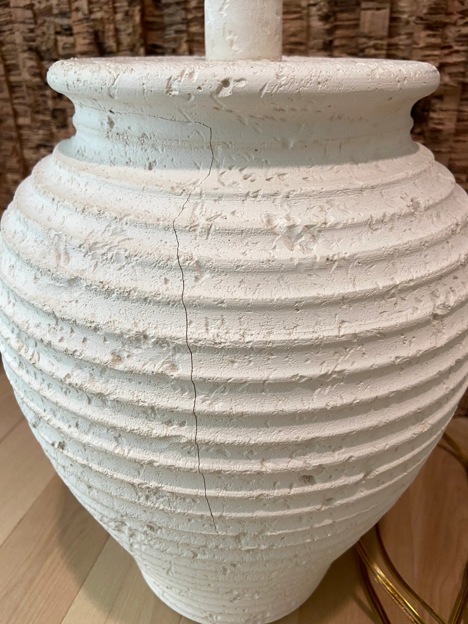 Pair of 1980's Neutral Organic Texture Lamps - 11