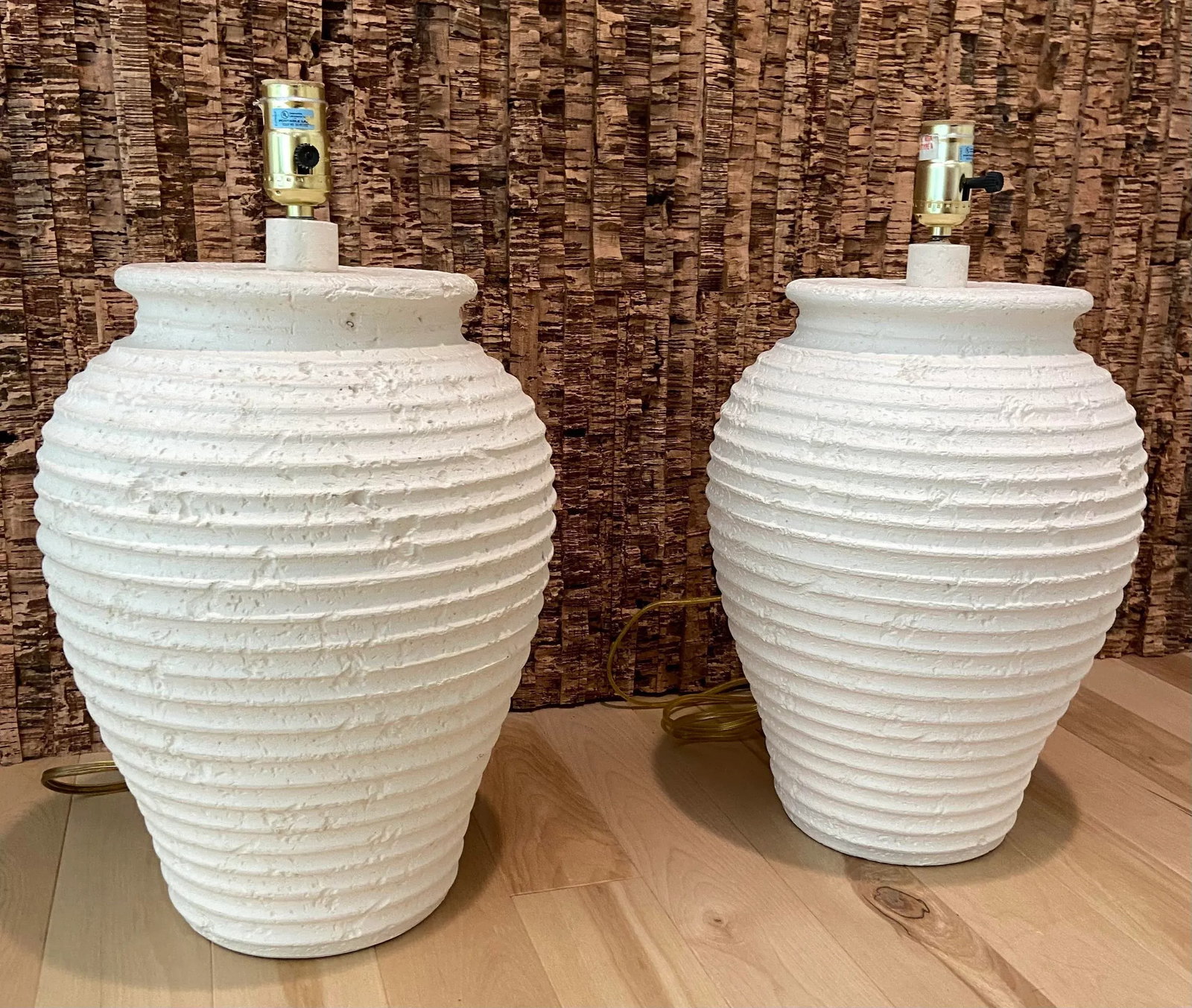 Pair of 1980's Neutral Organic Texture Lamps - 2