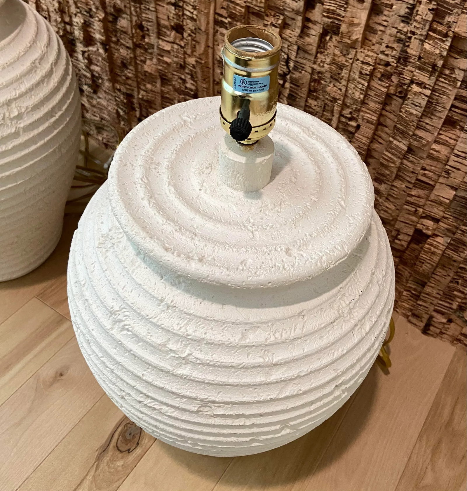 Pair of 1980's Neutral Organic Texture Lamps - 6