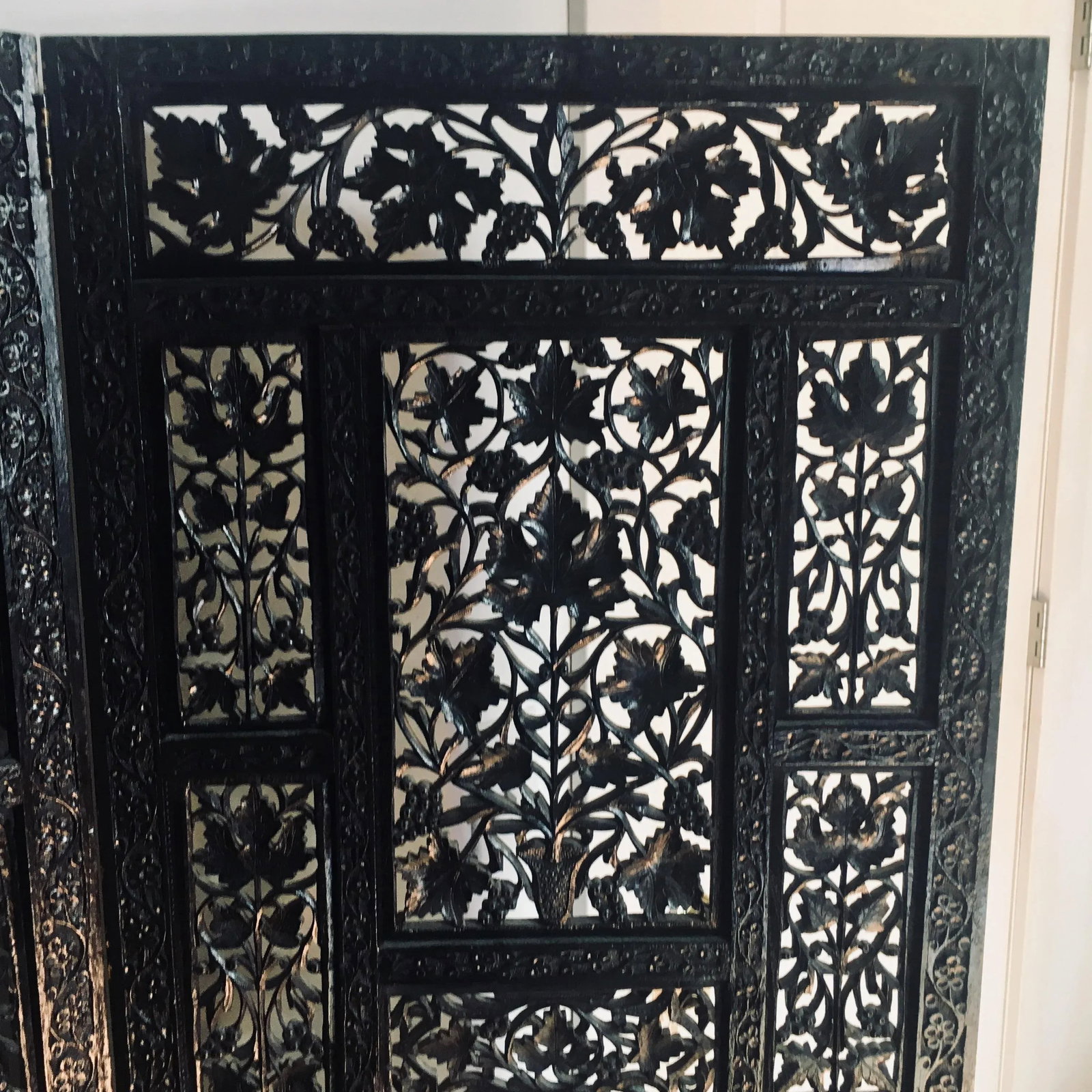 Aesthetic Movement Style Ebonized Tri-Panel Folding Screen - 6