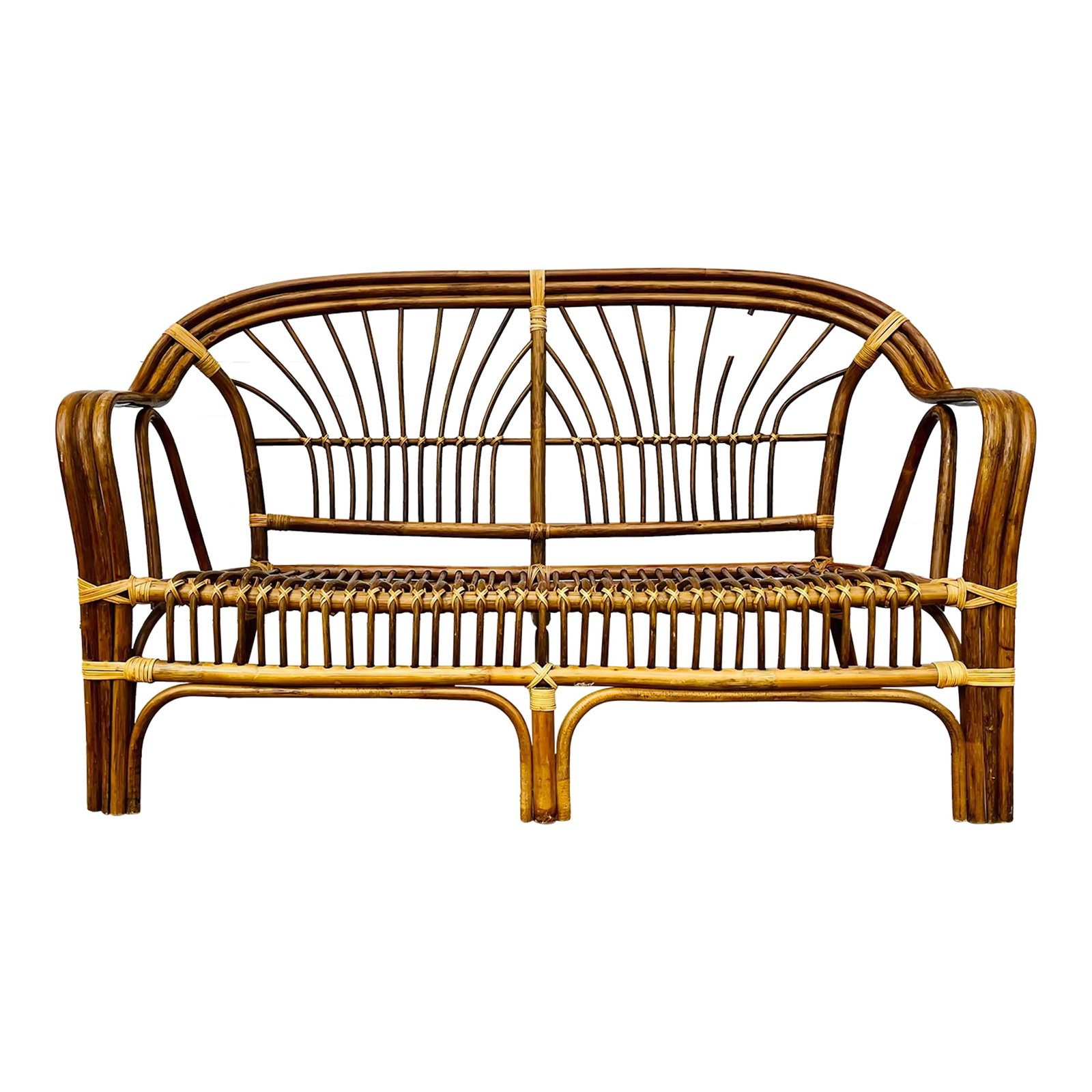 Vintage Bamboo Rattan Loveseat Sofa (1 of 12)