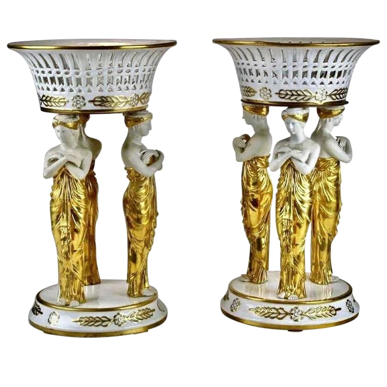 19th Century Paris Porcelain Neoclassical Corbeille or Centrepieces- A Pair (1 of 3)