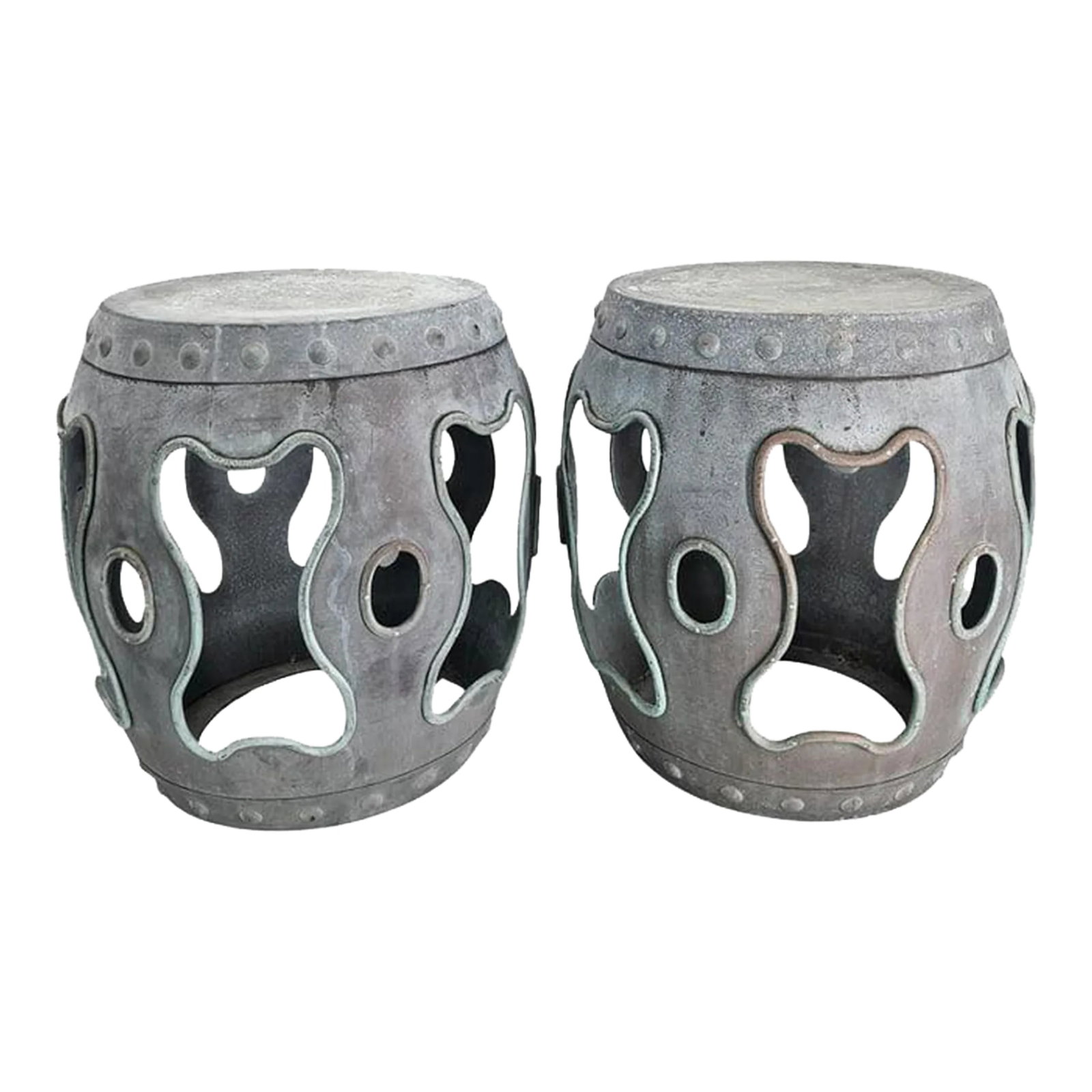 Vintage Asian Zinc Garden Stools (1 of 4)