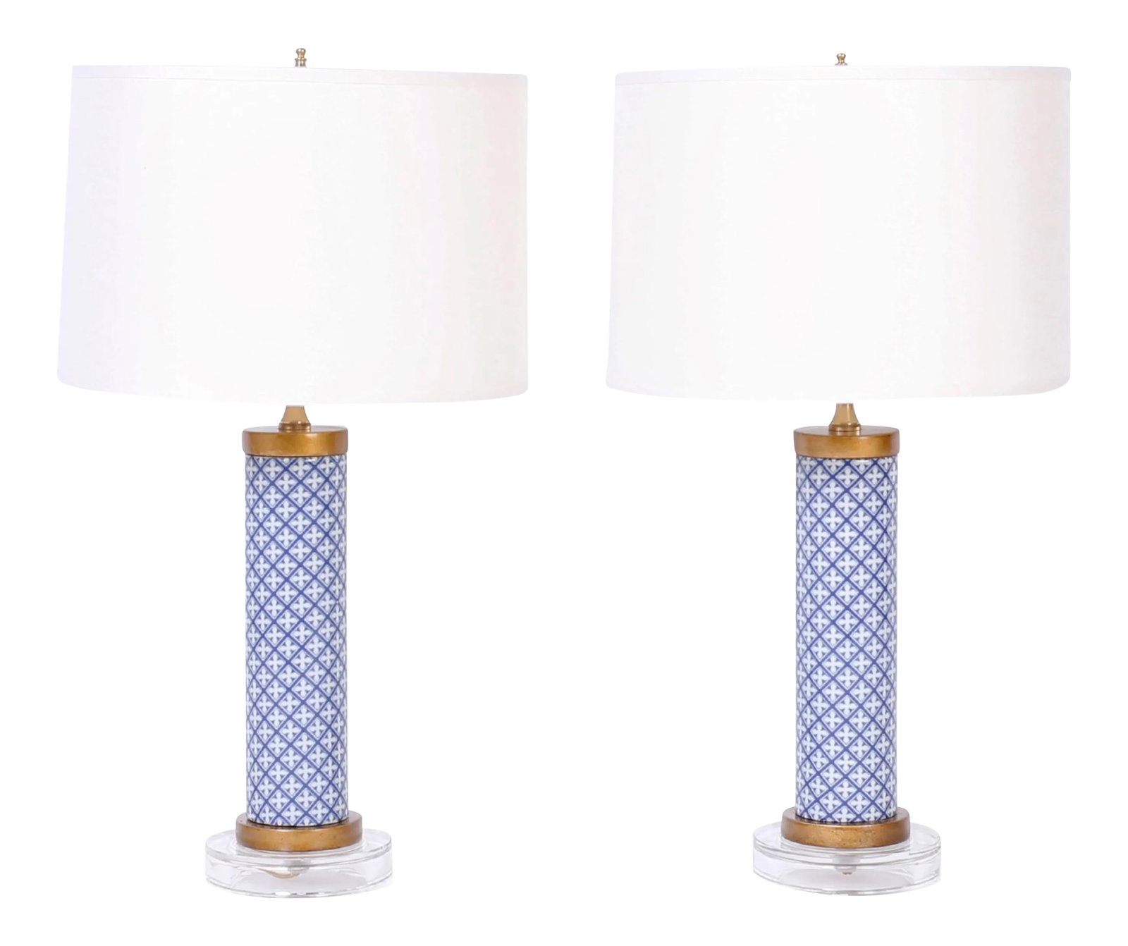 Blue and White Table Lamps - A Pair (1 of 6)