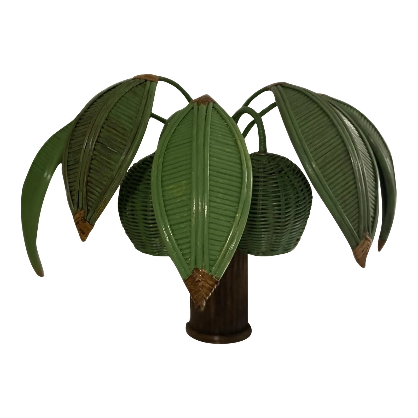 Vintage Pencil Reed and Wicker Coconut Palm Tree Wall Light Sconce Attributed to Mario Torres Lopez (1 of 10)