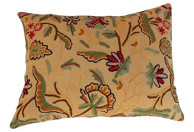 English Crewelwork Floral Pillows - A Pair - 2