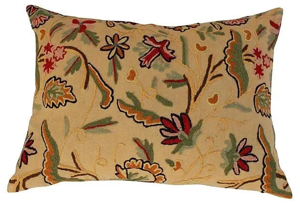 English Crewelwork Floral Pillows - A Pair - 3