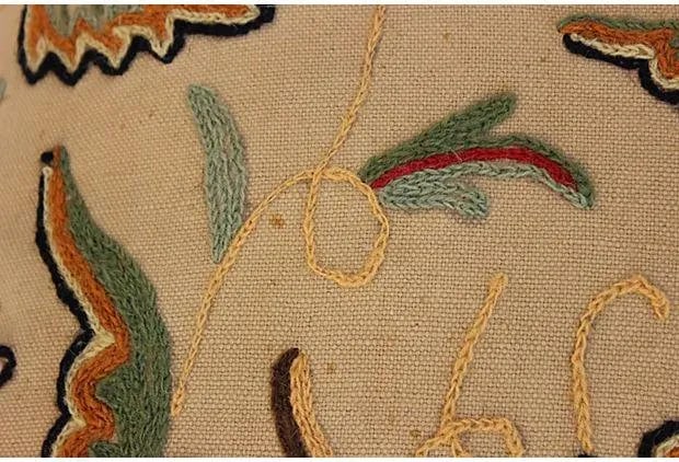English Crewelwork Floral Pillows - A Pair - 5