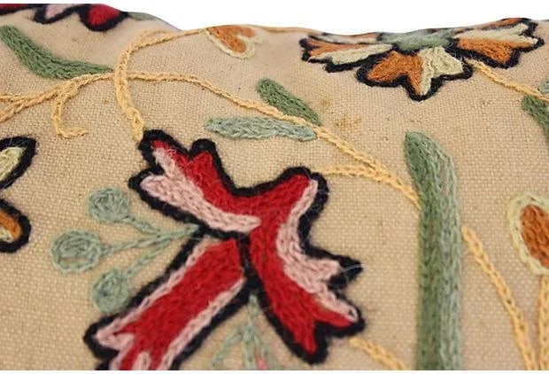 English Crewelwork Floral Pillows - A Pair - 6