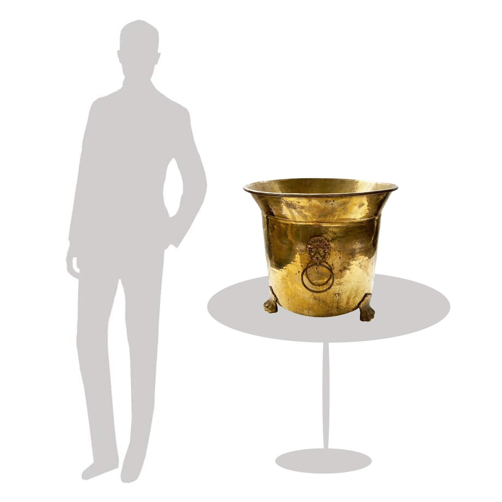 Vintage Brass Lion Head Bucket - 2