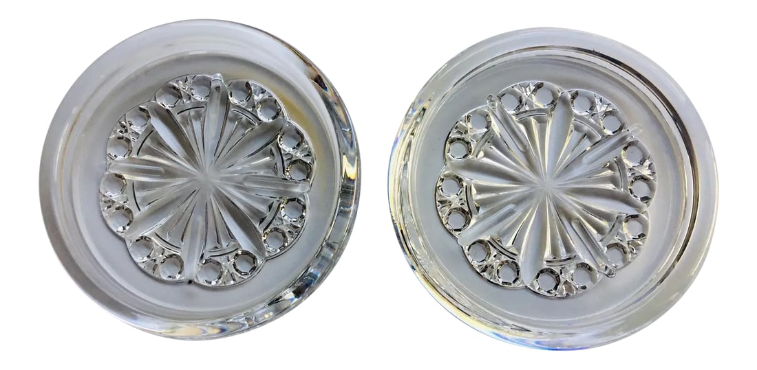 1990s Baccarat Cut Crystal Large Wine Bottle Coasters - a Pair (1 of 5)