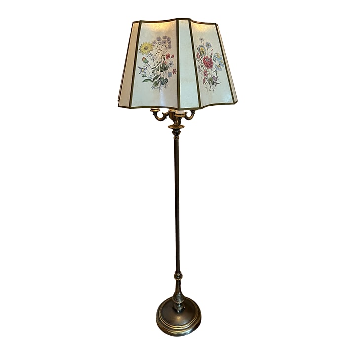 Vintage Floor Lamp With Floral Panel Lampshade (1 of 7)