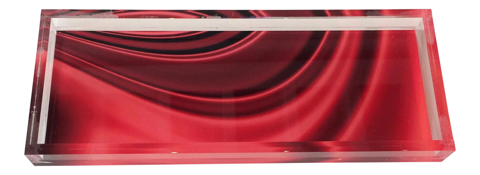 Lucite Red Drapery Tray: DWM | MALOOs custom-made trays with digitally printed patterns are created for different purposes. Decorative tray organizer perfect for displaying decorative accents, tea tray, letter keepers,