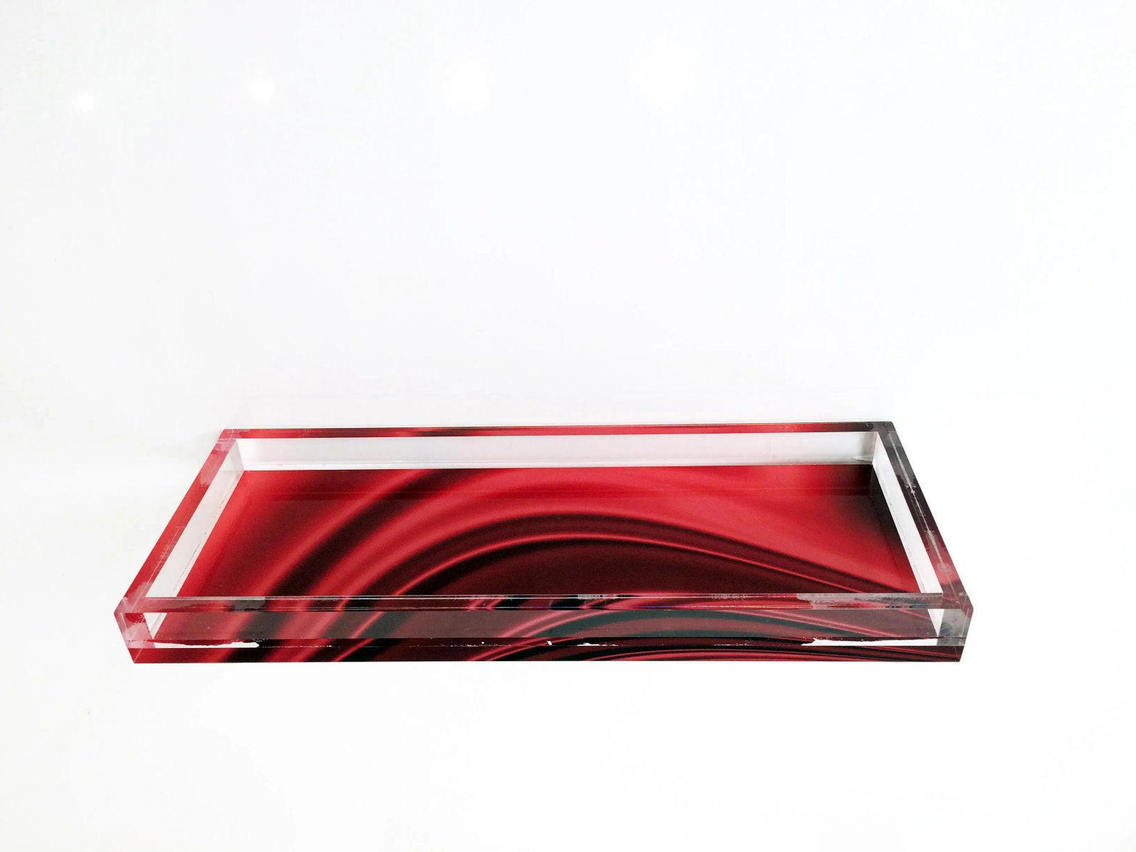 Lucite Red Drapery Tray - 2