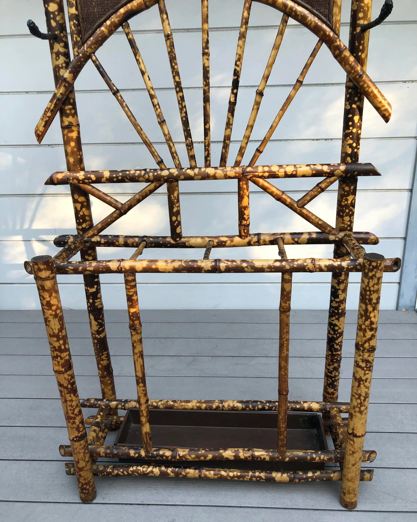 English Hall Stand Tortoise Shell Bamboo Hall Tree - 7