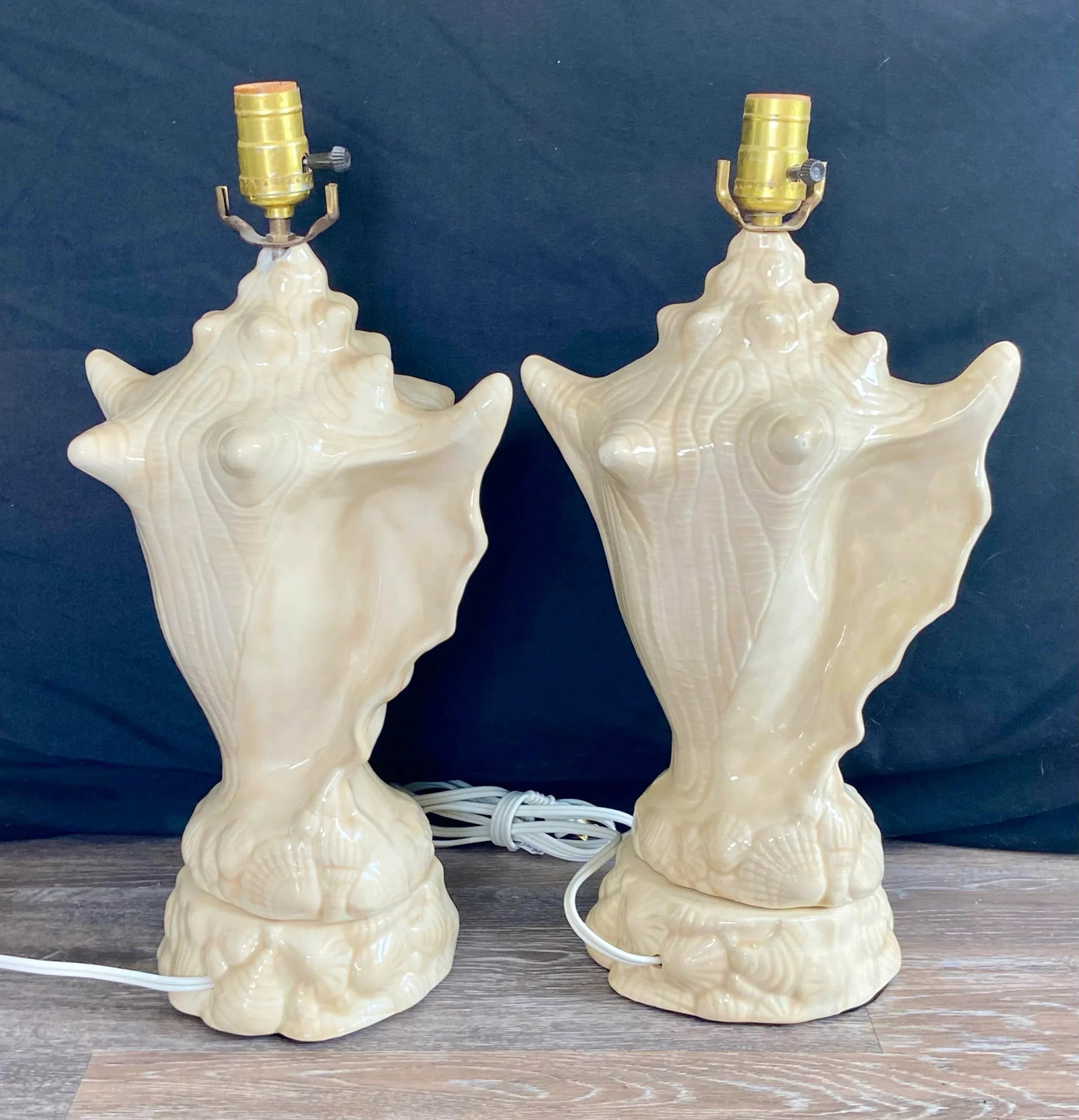 Vintage Conch Seashell Shell Table Lamps - A Pair - 2