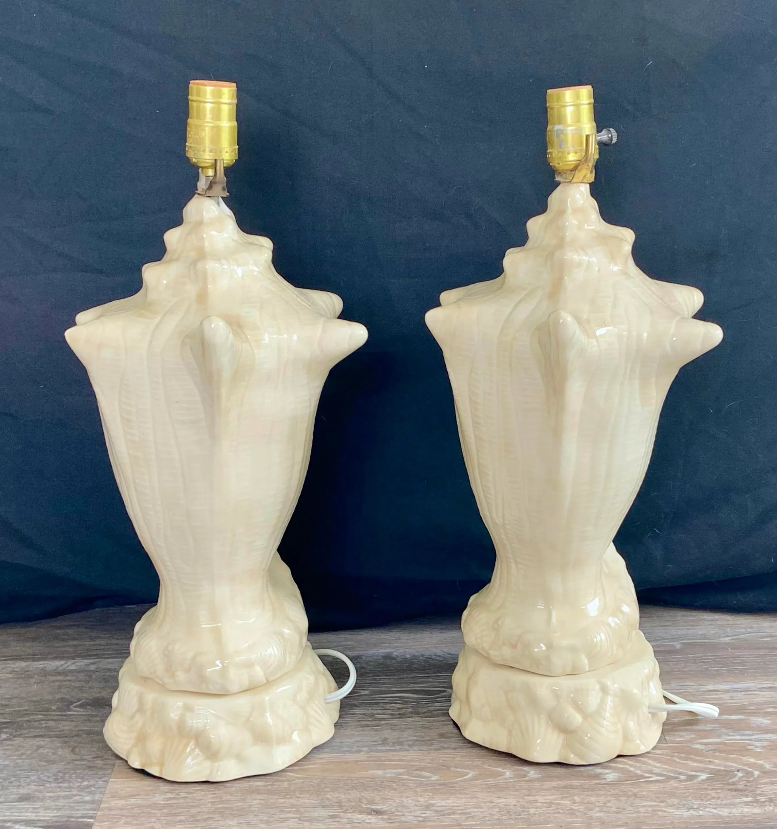 Vintage Conch Seashell Shell Table Lamps - A Pair - 5