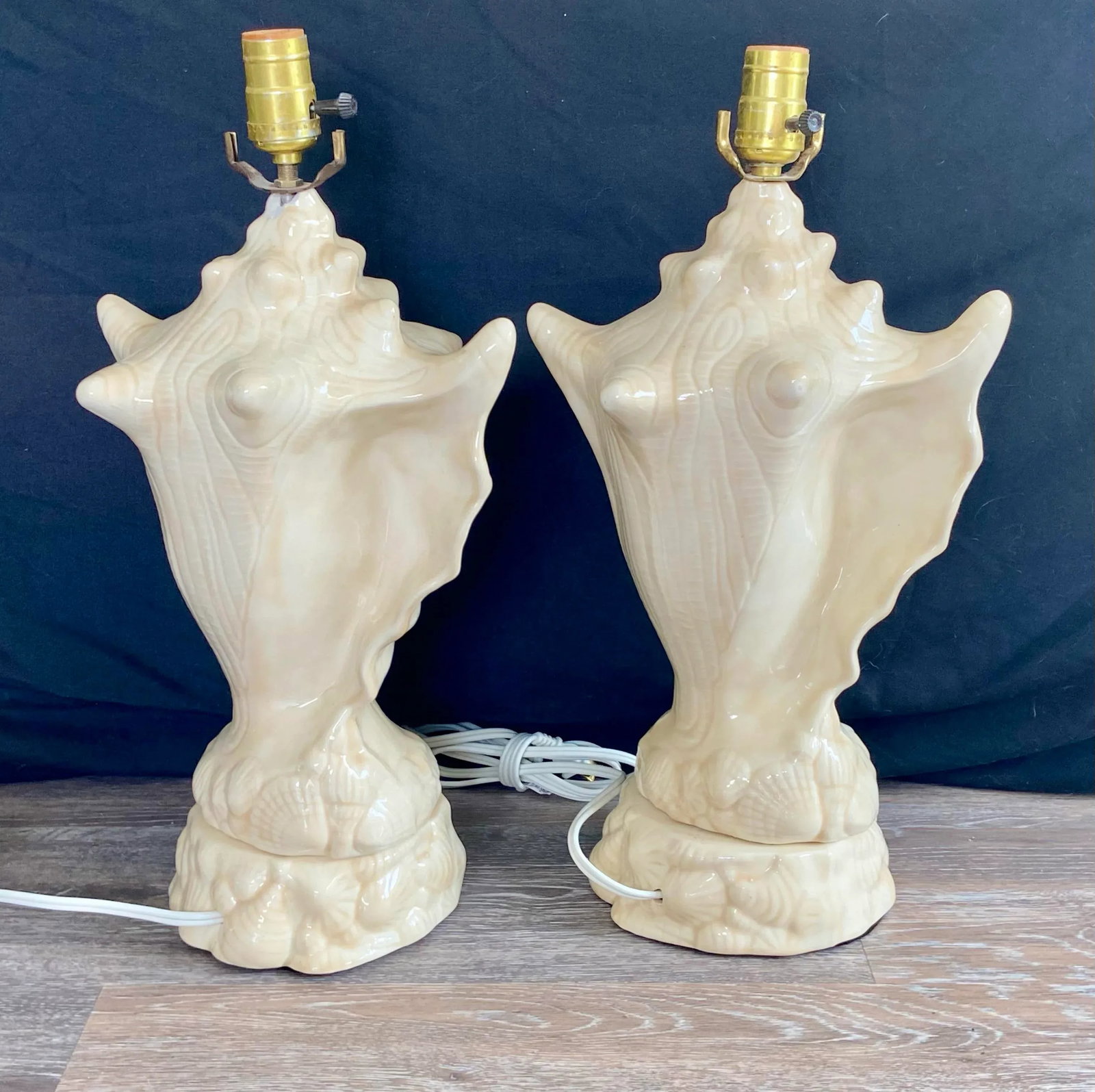 Vintage Conch Seashell Shell Table Lamps - A Pair - 6