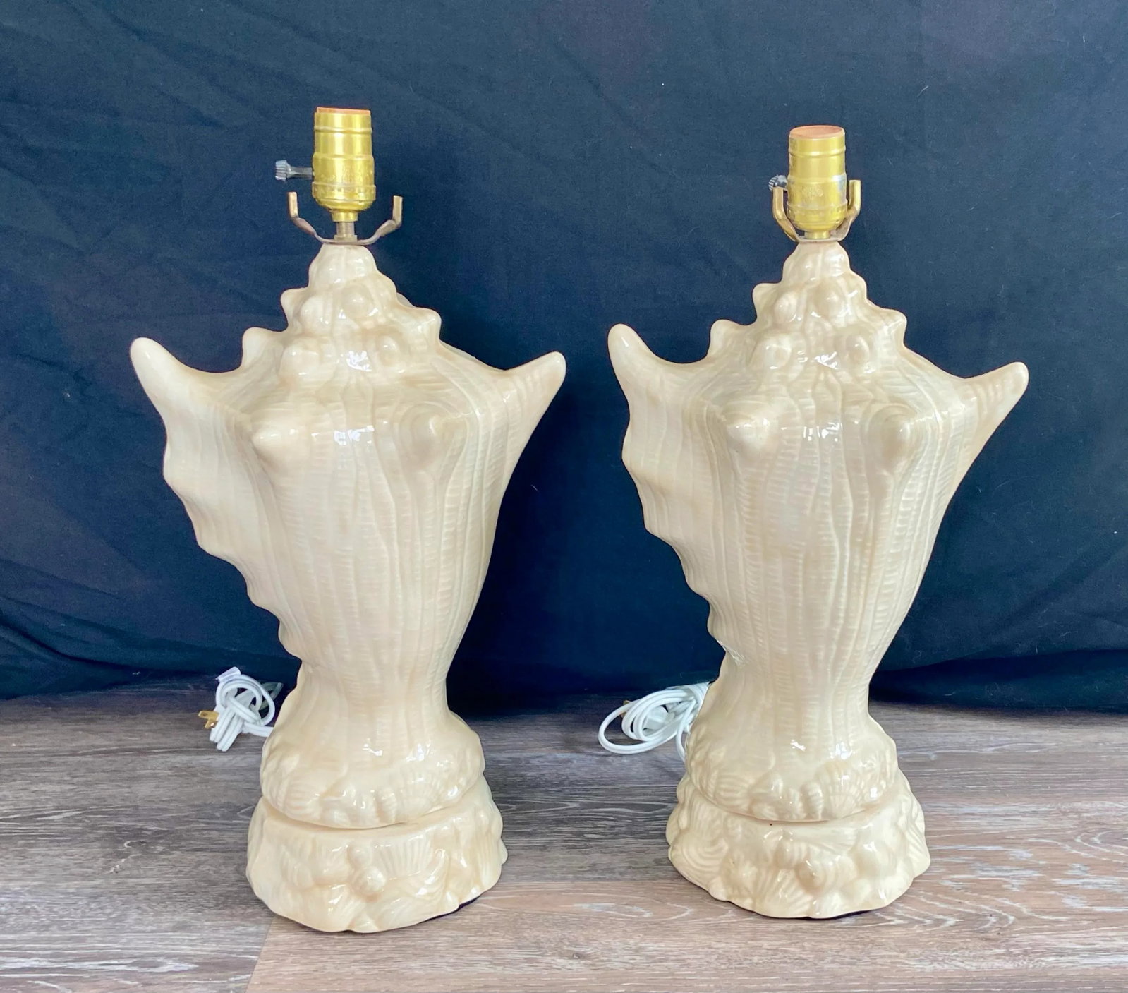Vintage Conch Seashell Shell Table Lamps - A Pair - 9