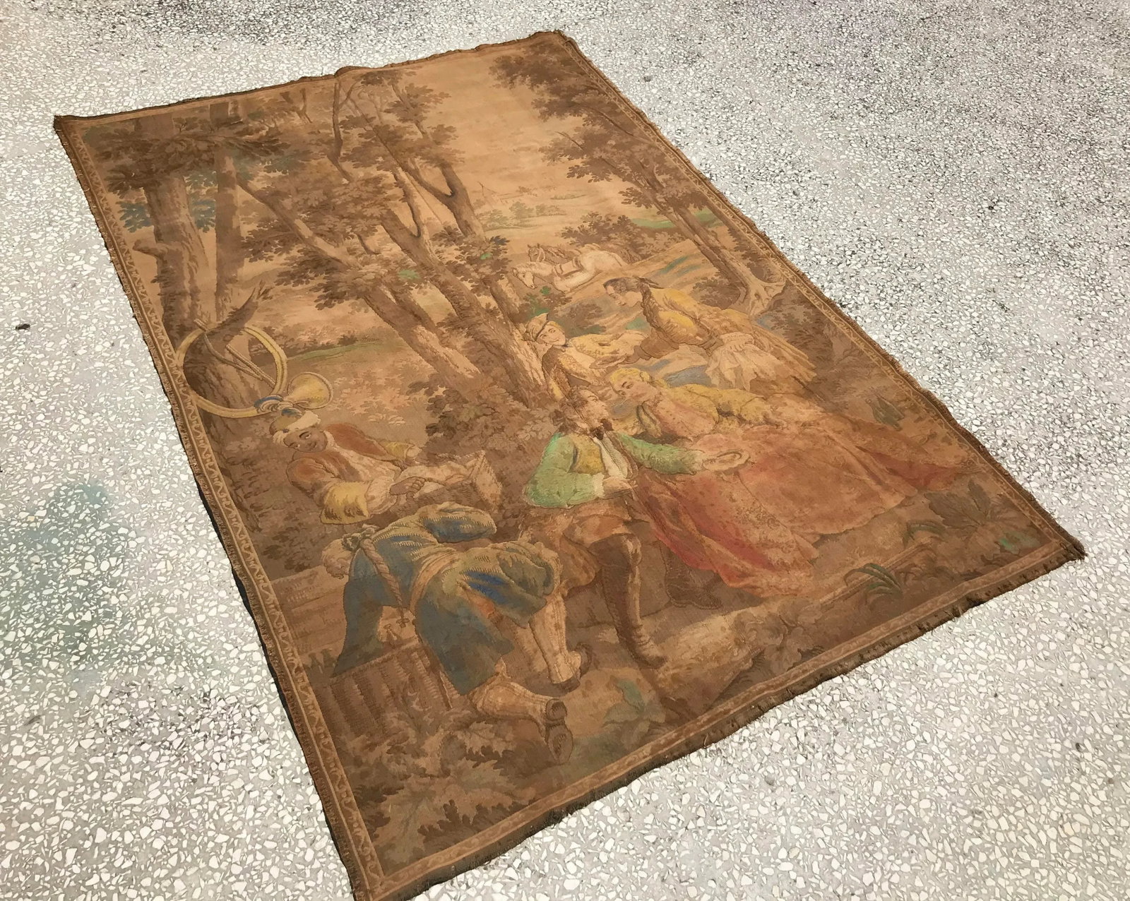 Antique Gobelin Wall Art Tapestry - 3