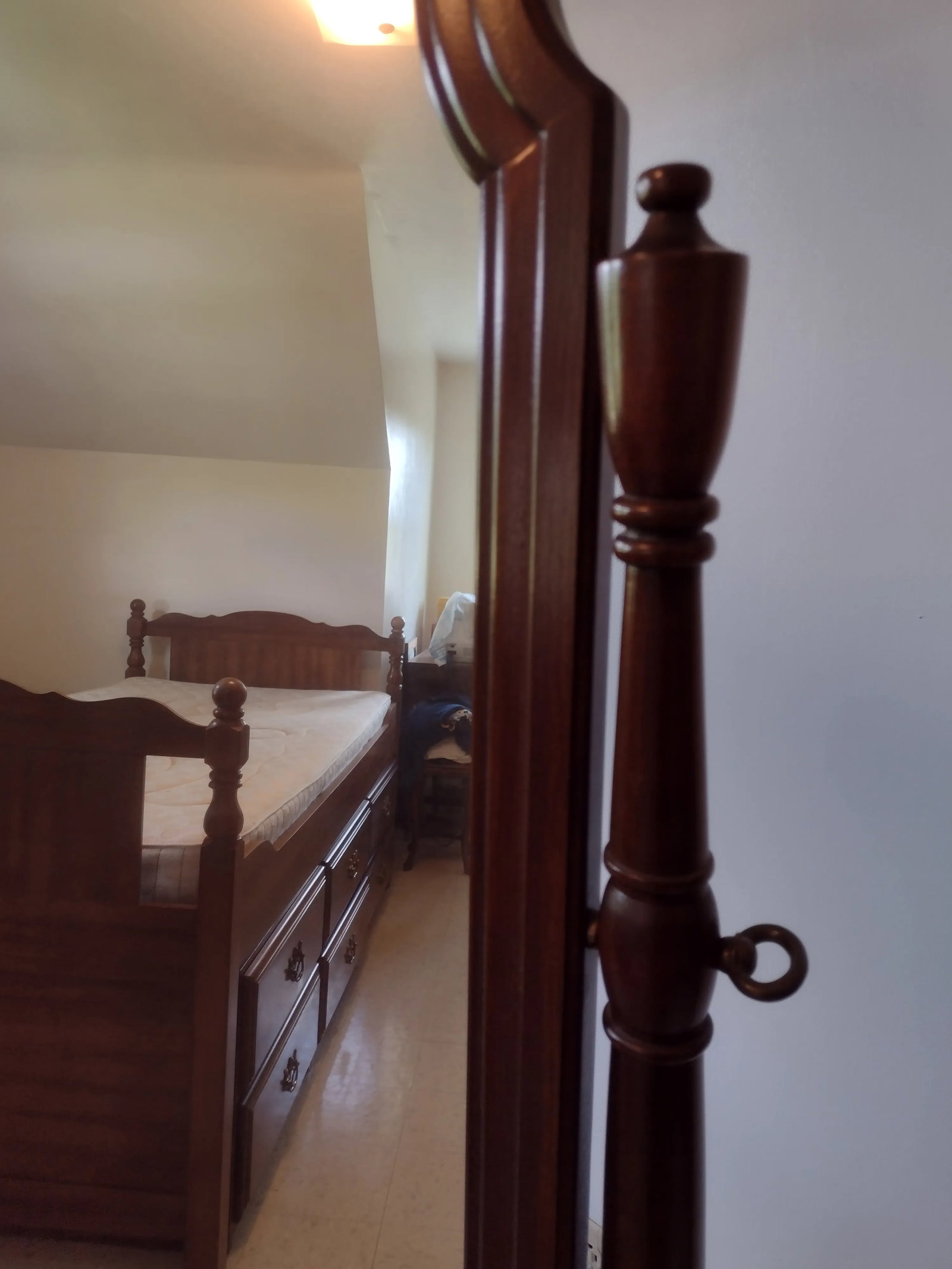 1990s Victorian Style Cherry Cheval Full Length Floor Mirror - 3
