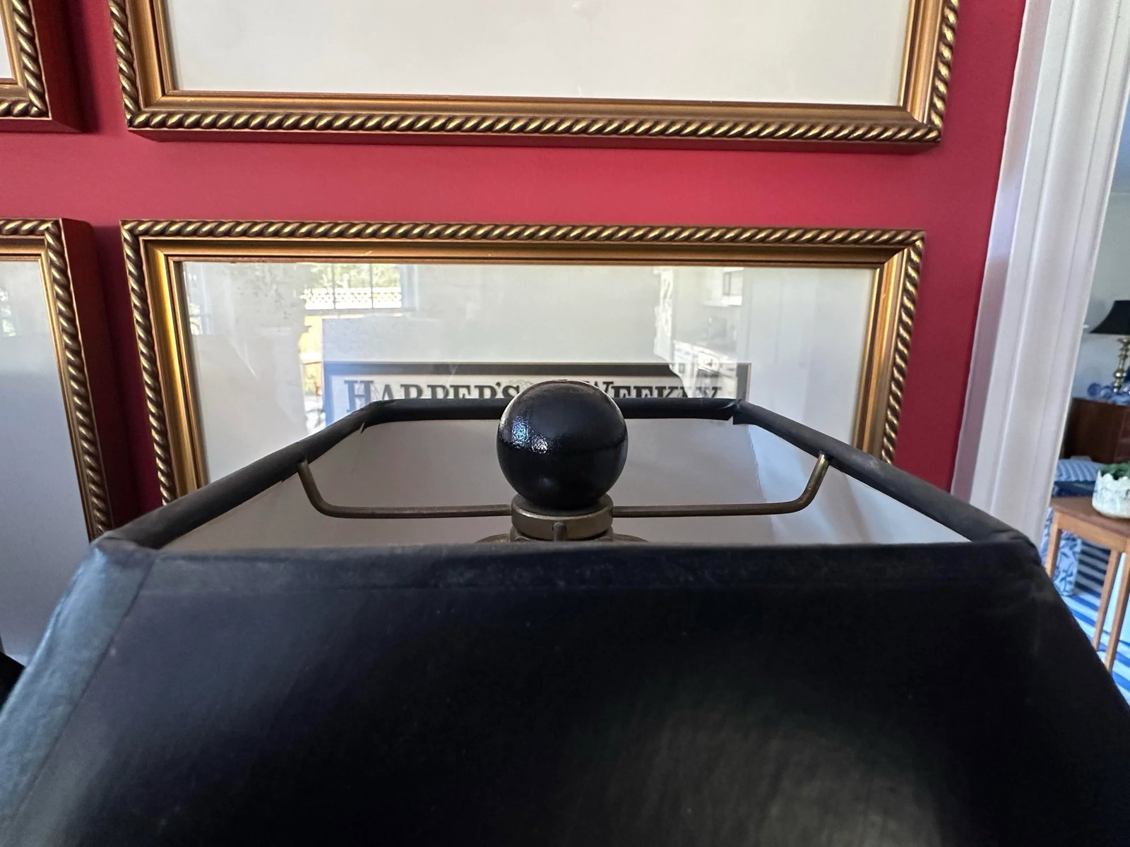 Pair Tall Table Lamps, Obelisk Form, Ebony Accents - 4
