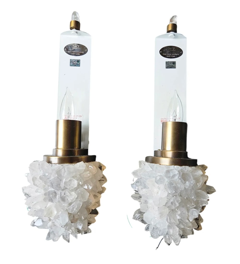 Michael Studios Roclk Quartz Sconces - a Pair - 3