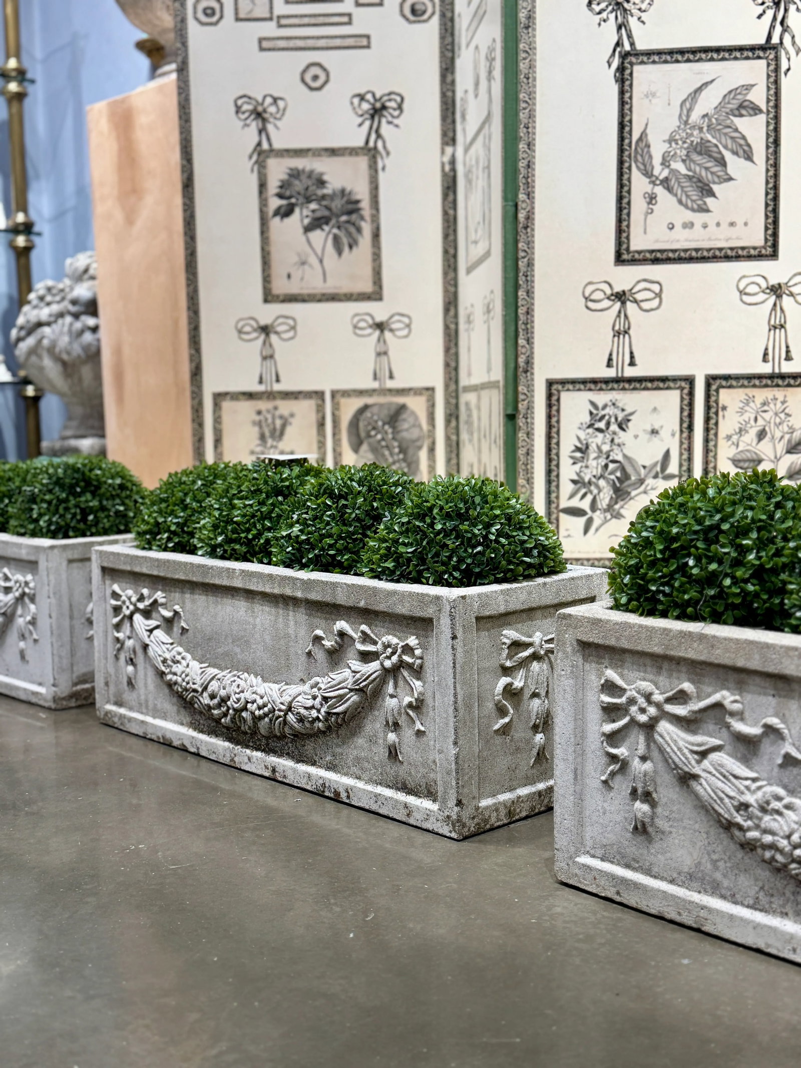 Cast Stone Rectangular Garden Planter, Classical Style - 2