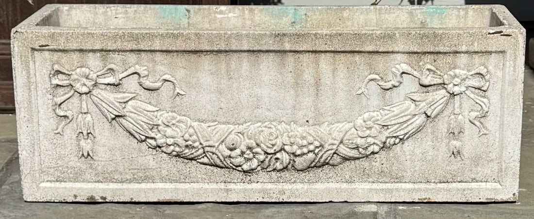Cast Stone Rectangular Garden Planter, Classical Style - 3