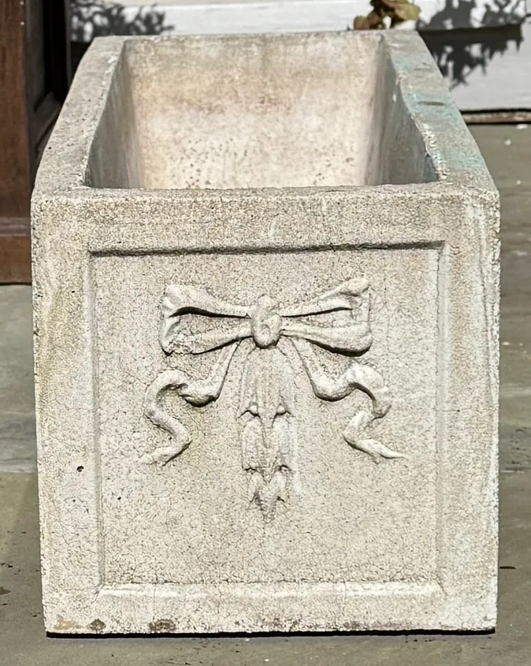 Cast Stone Rectangular Garden Planter, Classical Style - 4