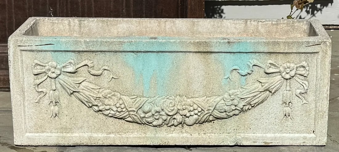 Cast Stone Rectangular Garden Planter, Classical Style - 5