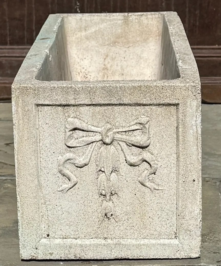 Cast Stone Rectangular Garden Planter, Classical Style - 6