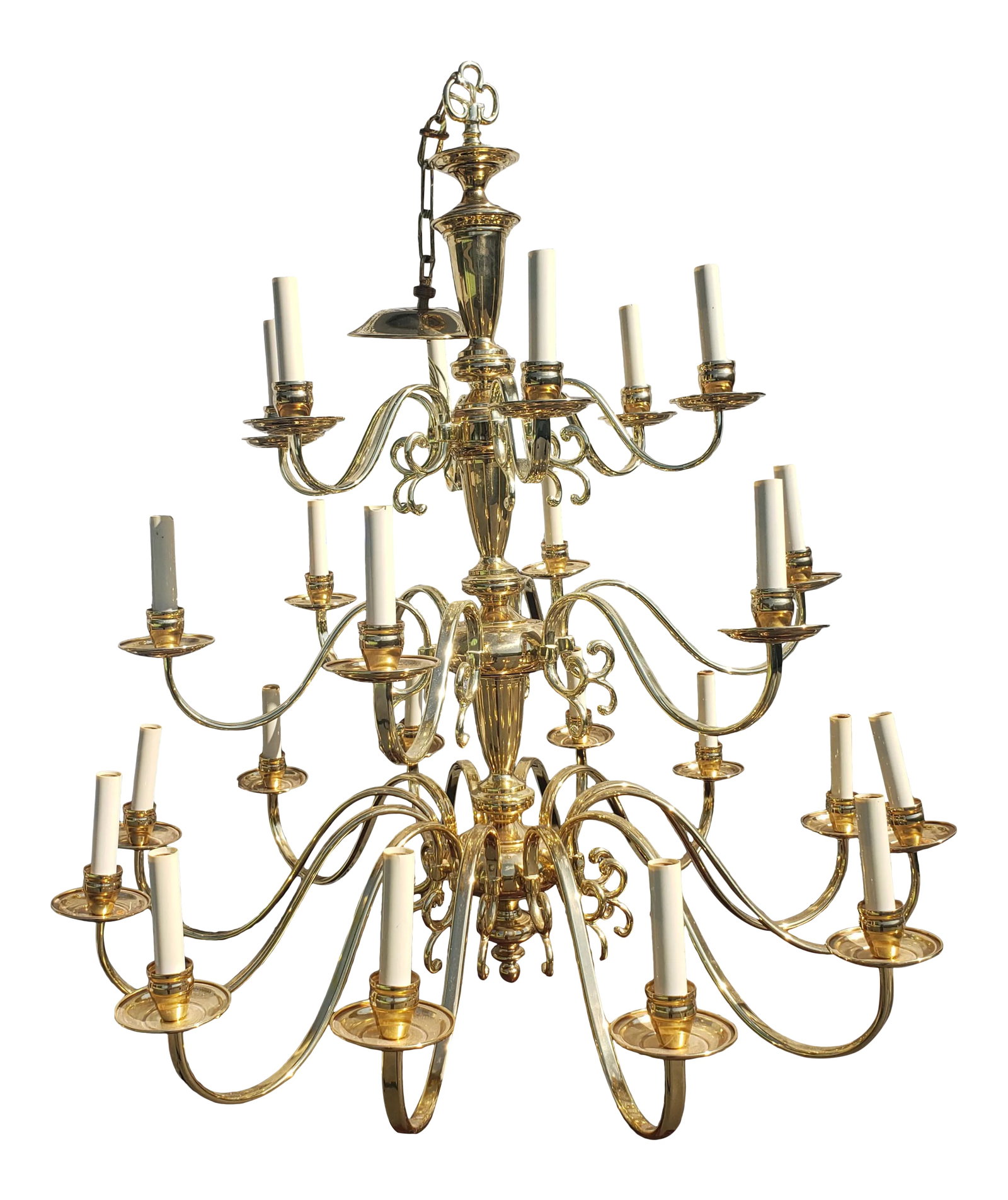 1990s Framburg 24-Lights Three Tier Brass Chandelier (1 of 9)