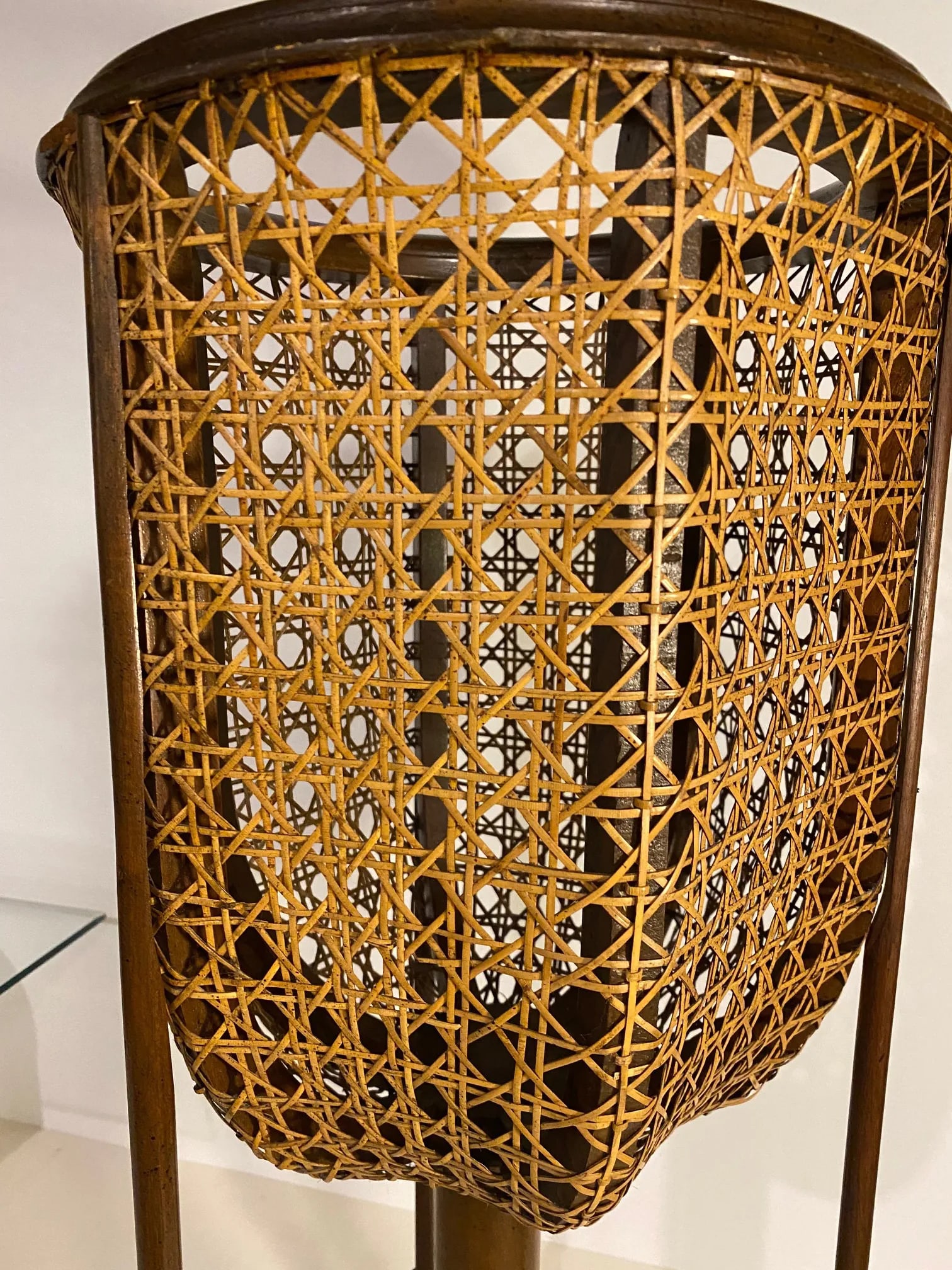 1960s Boho Wood and Wicker Plant Stand - 2