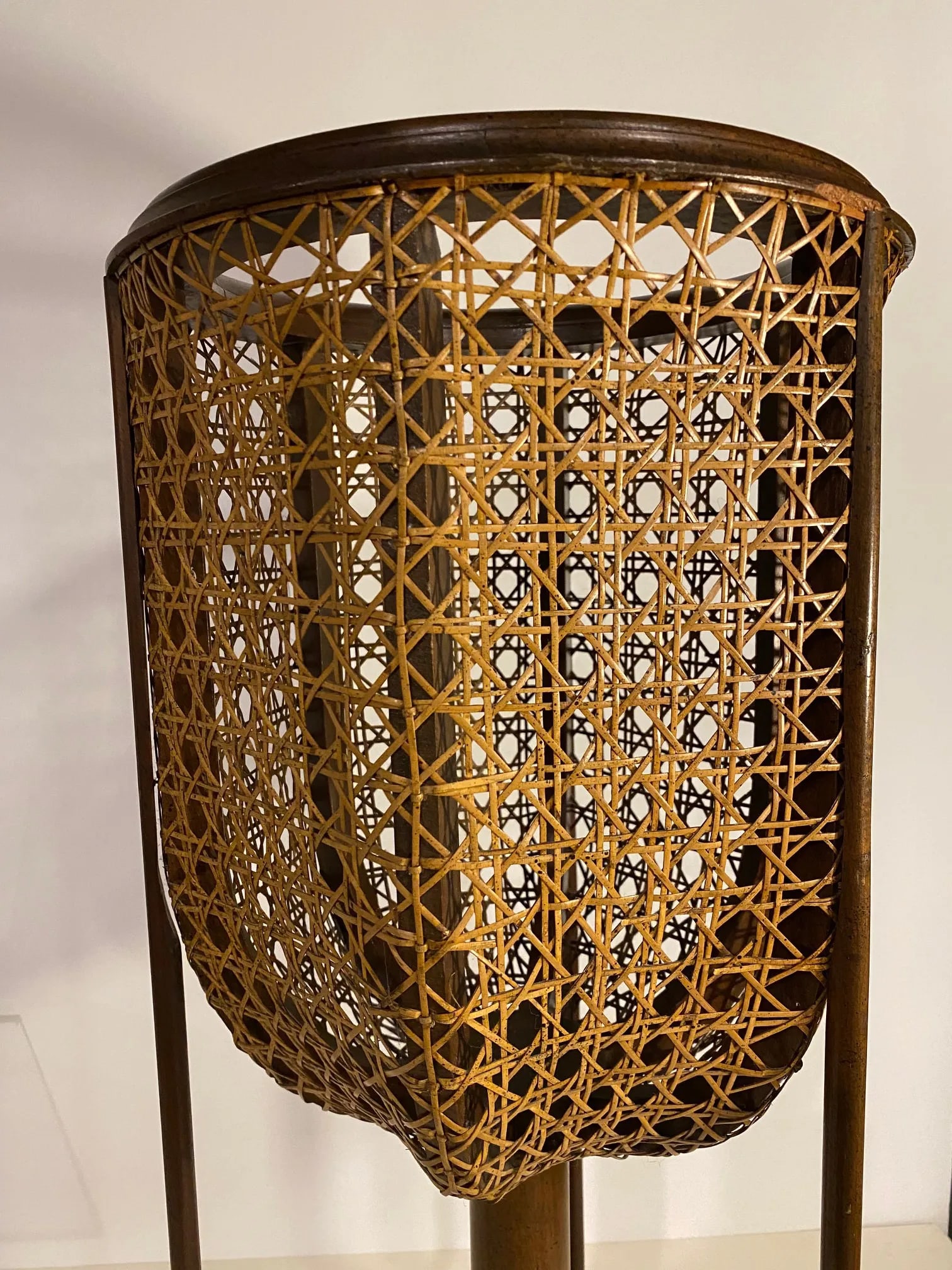 1960s Boho Wood and Wicker Plant Stand - 3