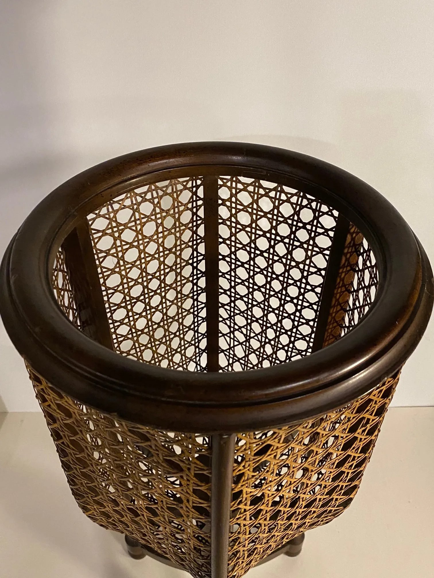 1960s Boho Wood and Wicker Plant Stand - 4
