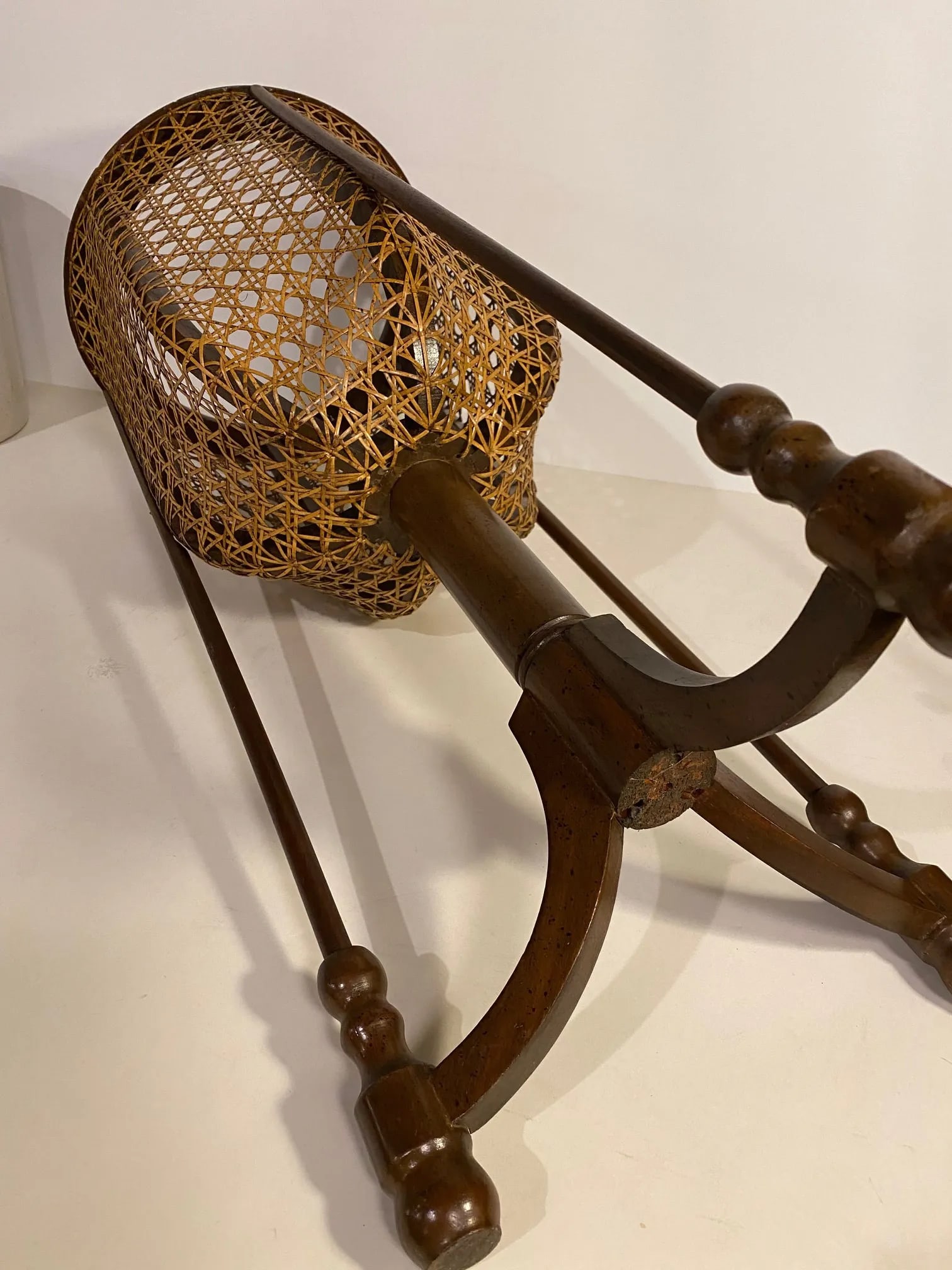 1960s Boho Wood and Wicker Plant Stand - 5