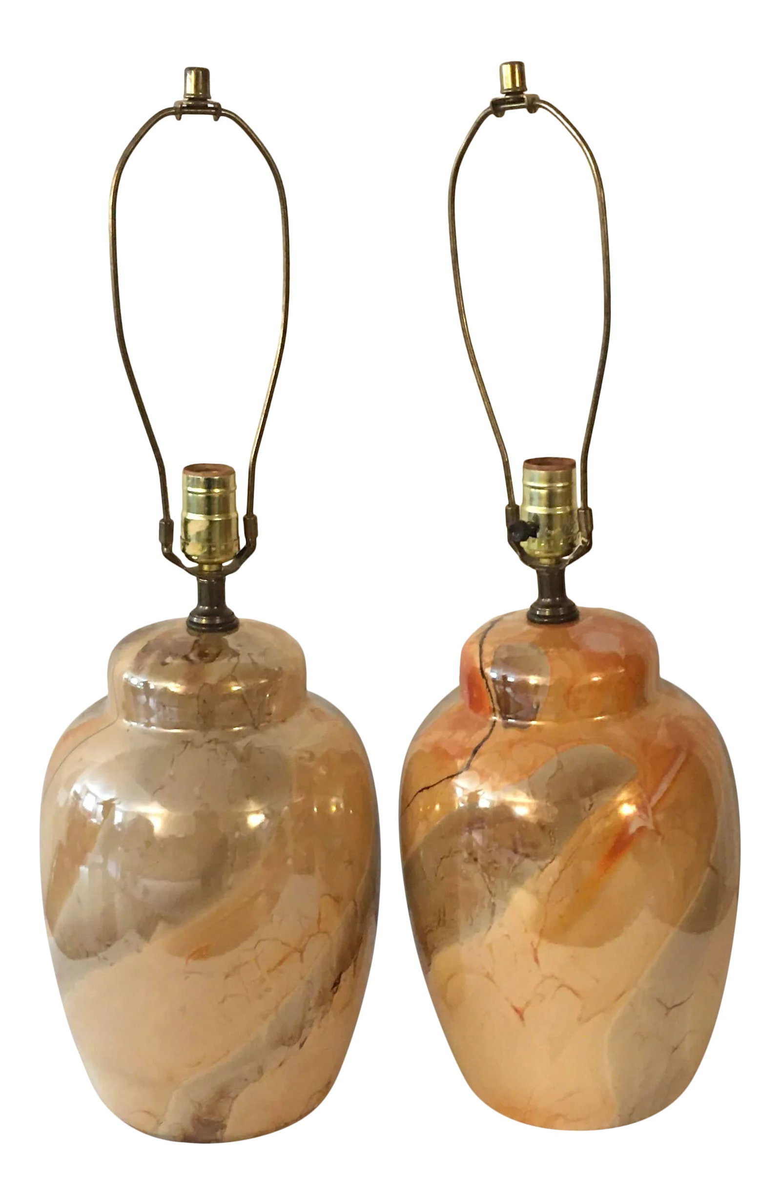 Vintage Glazed Ginger Jar Style Table Lamps - a Pair (1 of 5)