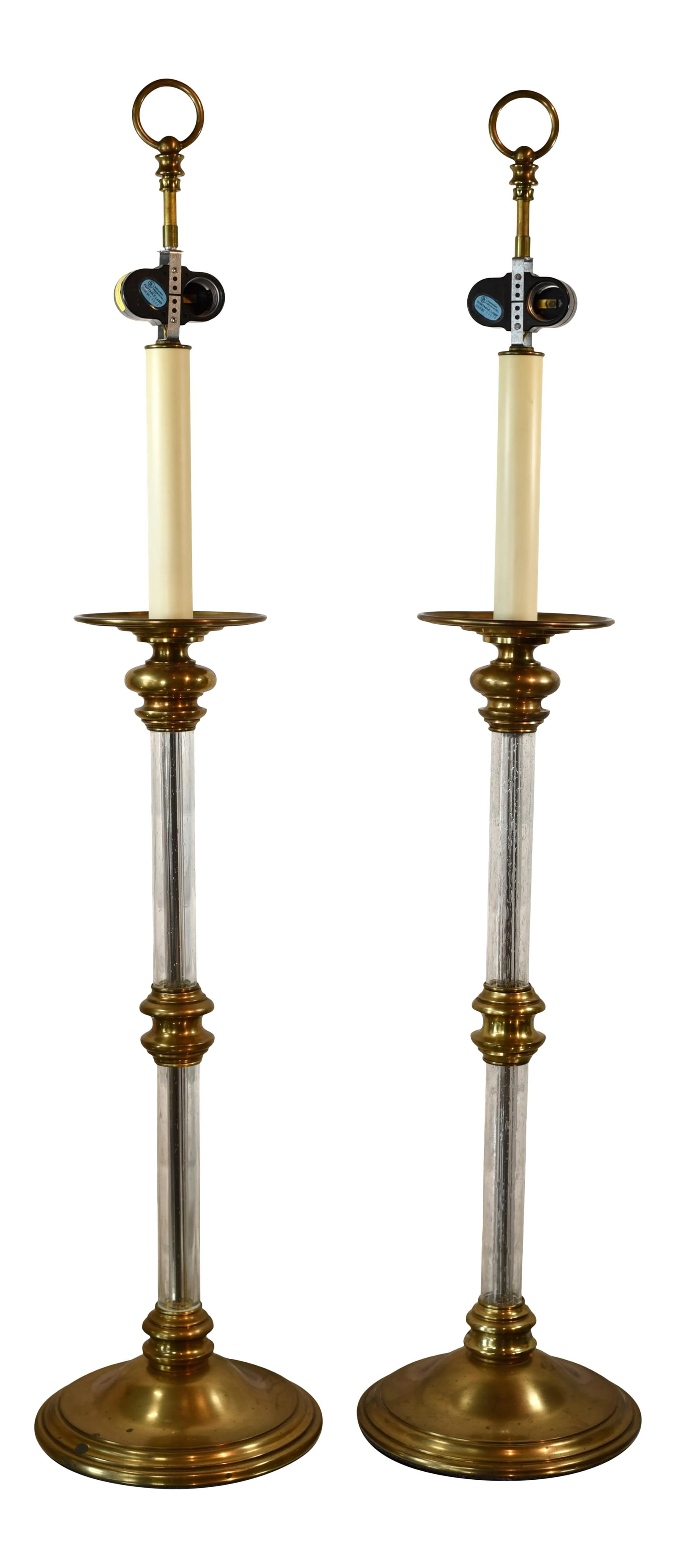 Pair Glass Brass Chapman Vintage Table Lamps (1 of 12)