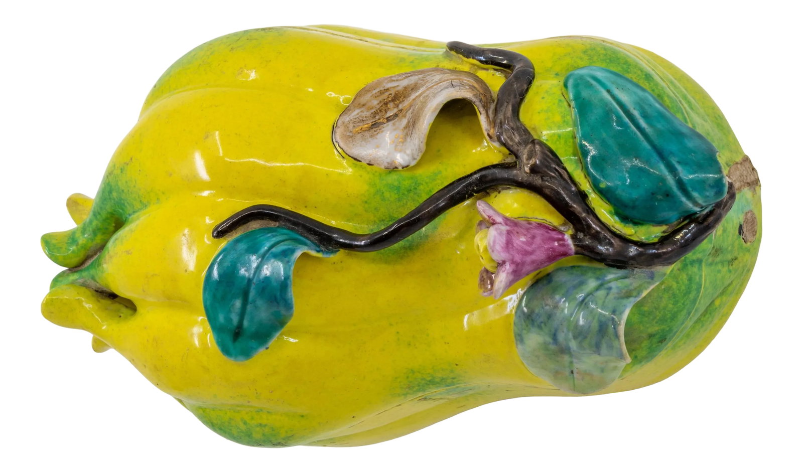 Antique Porcelain Chinese Export Alter Citron Fruit Box: The Alter Fruit box is a citron Buddhas Fingers symbolizing Happiness and Longevity. The name derives from the long finger like tendrils resembling the common hand position of the Buddha. Typically