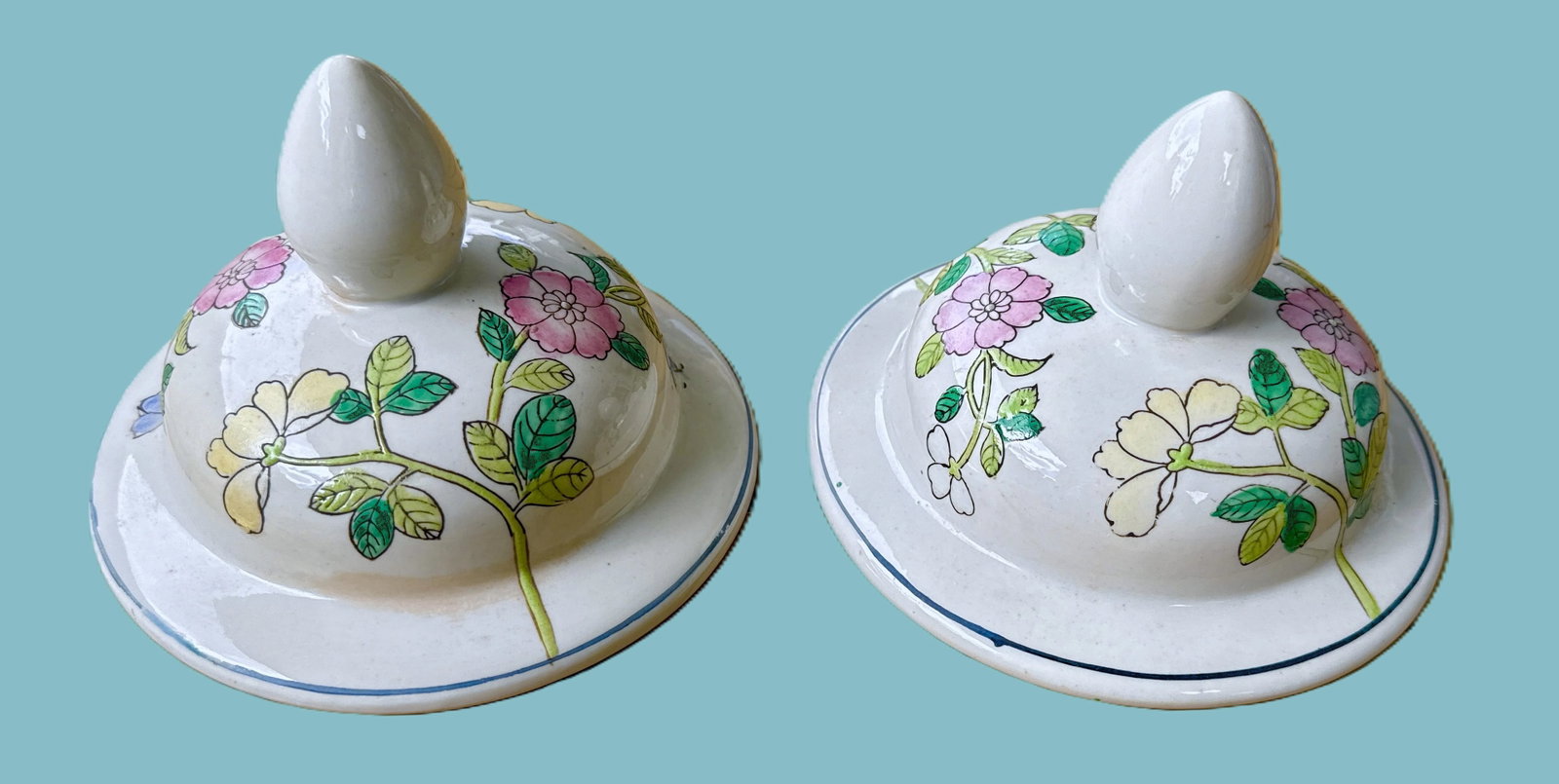 20th Century Vintage Tobacco Leaf Lidded Temple / Ginger Jars - 10