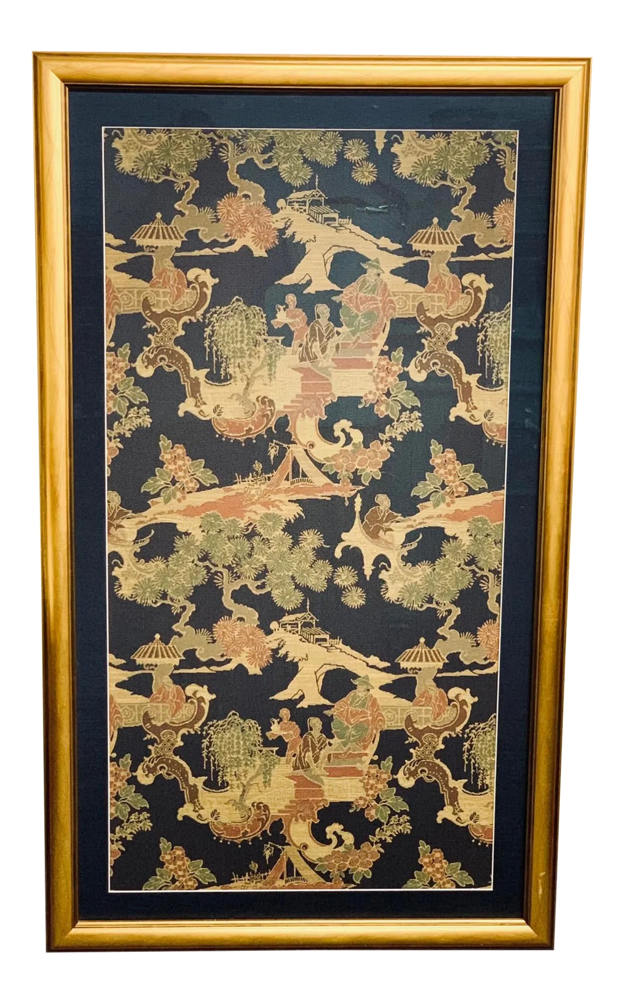 Vintage Mid 20th Century Framed Oriental Silk Tapestry (1 of 5)