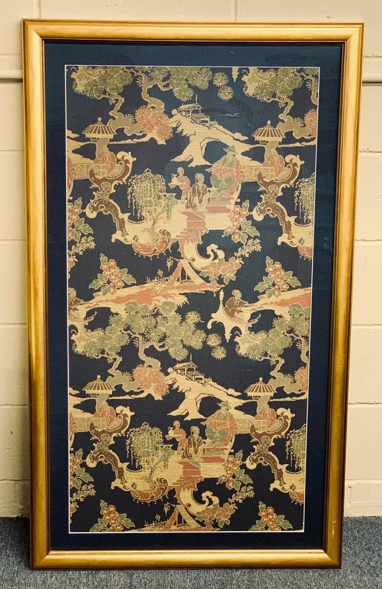 Vintage Mid 20th Century Framed Oriental Silk Tapestry - 5