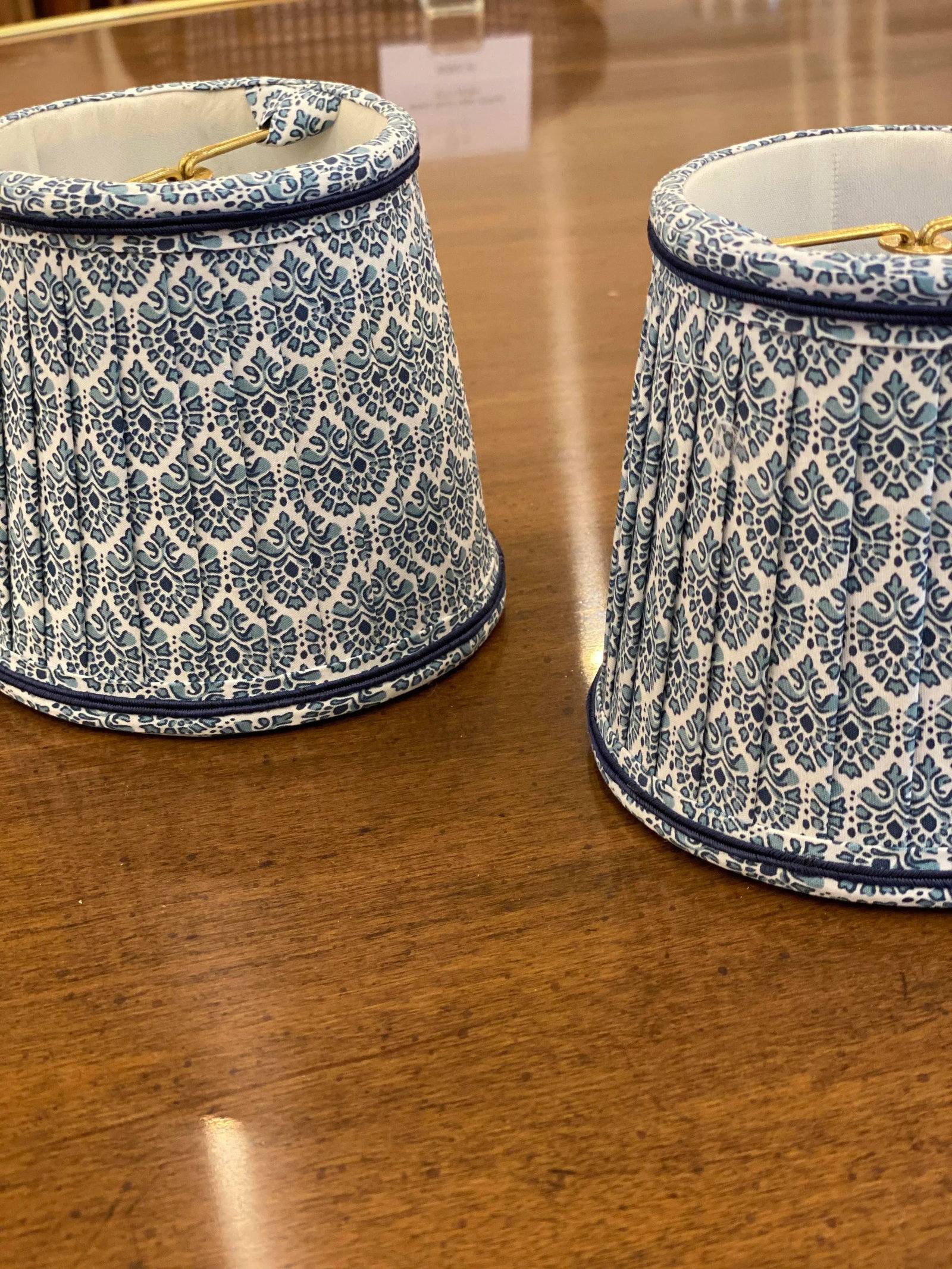 Custom Lamp Shades With Blue Pattern - a Pair - 5