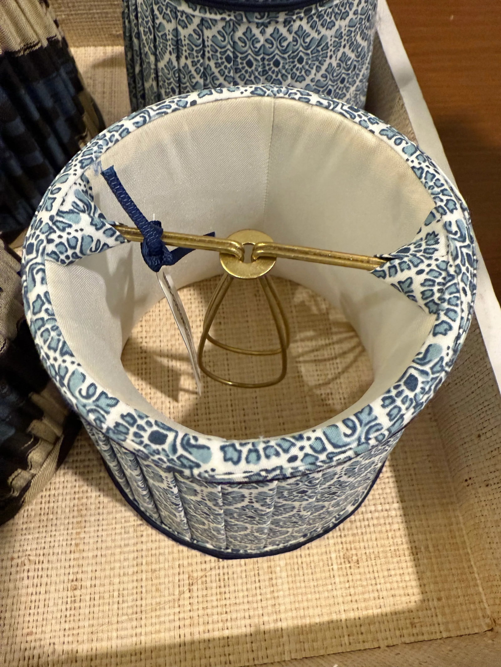 Custom Lamp Shades With Blue Pattern - a Pair - 7
