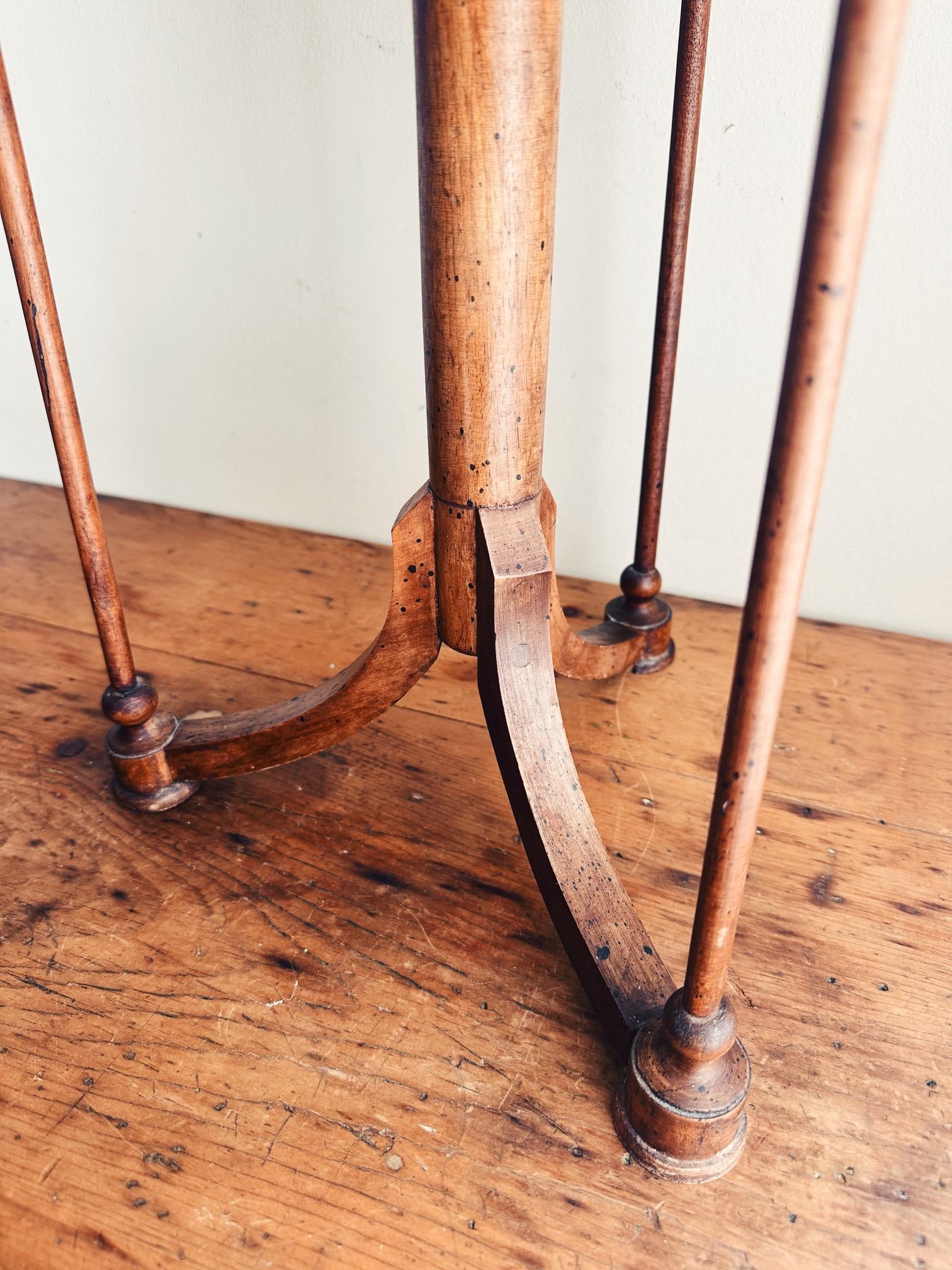 1910s Carved Fruitwood Plant Stand With Cane Basket - 8