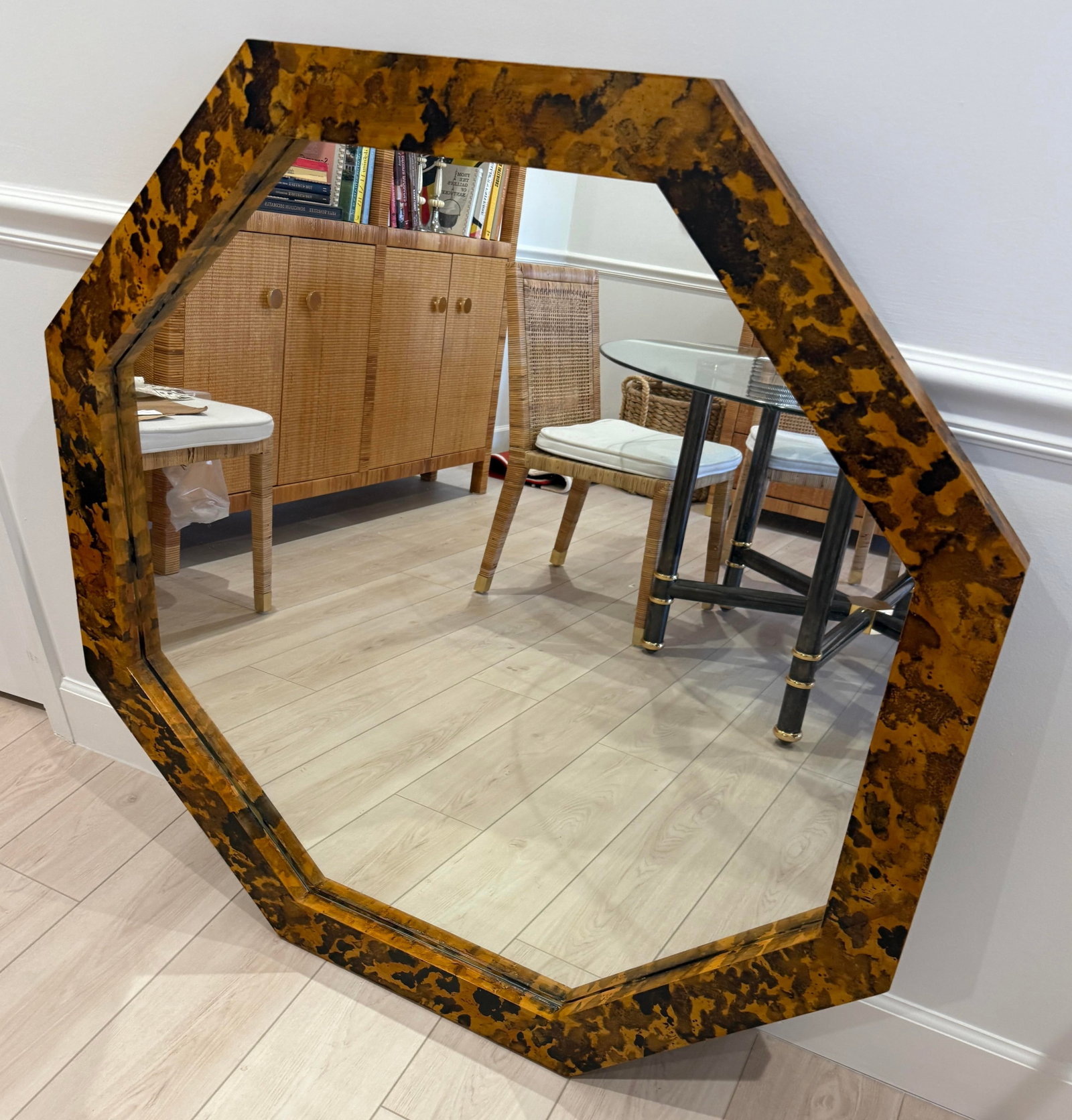 Faux Tortoise Hand Painted Octagonal Large Mirror - 8